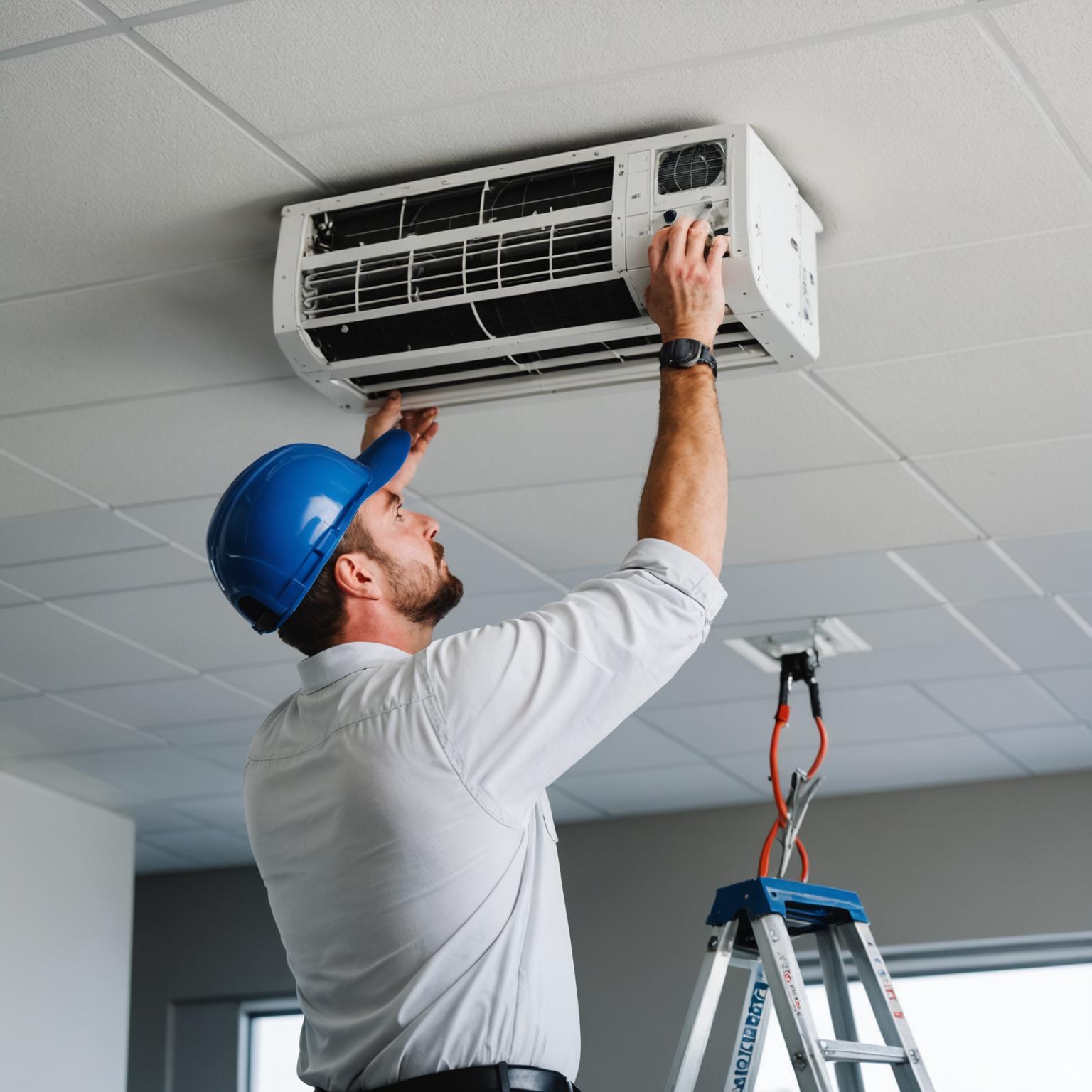 Regular maintenance check on ceiling cassette unit